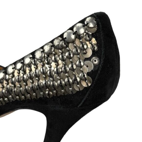 ISABEL MARANT X H&M Suede Studded Pumps Rivets Sz 8.5 Genuine Leather - Picture 3 of 6